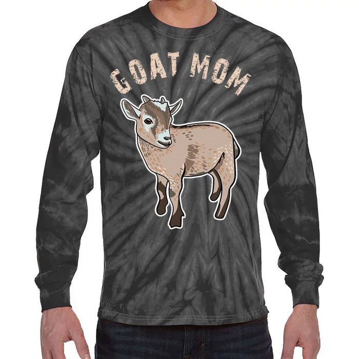 Cute Goat Mom Illustration Lovers Gifts Owner Farmer Tie-Dye Long Sleeve Shirt