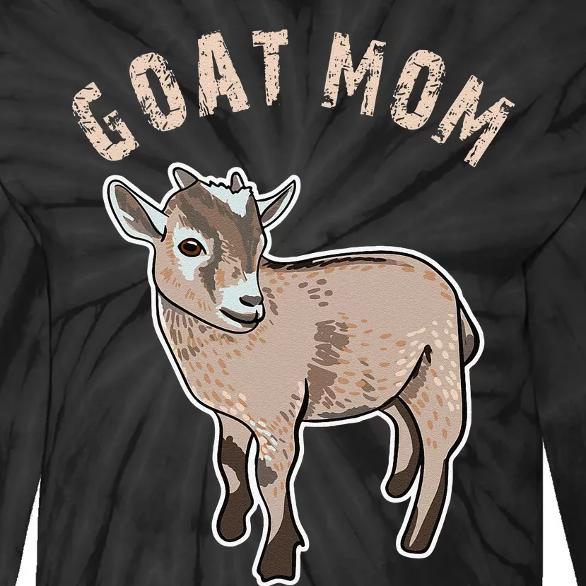 Cute Goat Mom Illustration Lovers Gifts Owner Farmer Tie-Dye Long Sleeve Shirt