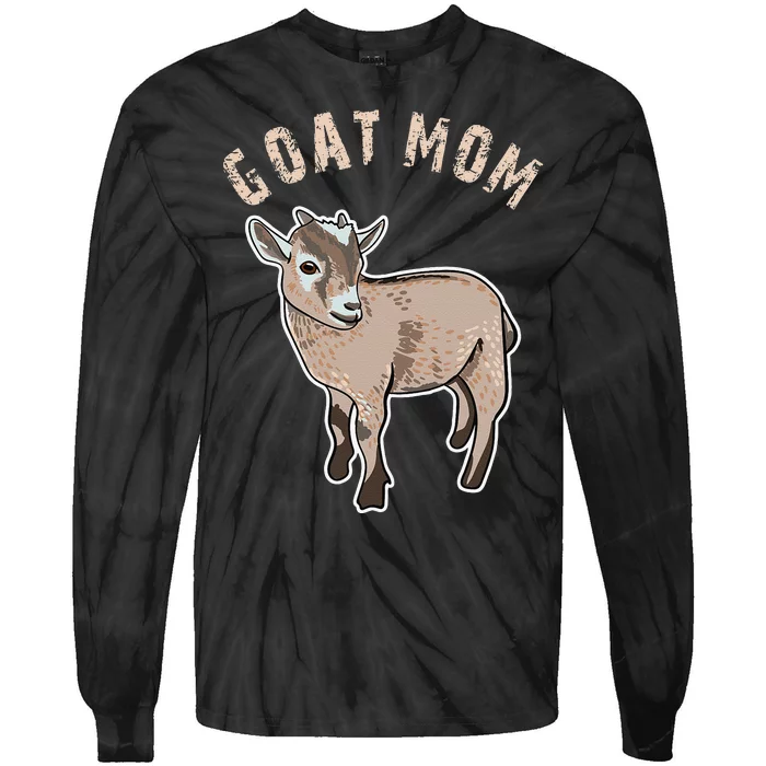 Cute Goat Mom Illustration Lovers Gifts Owner Farmer Tie-Dye Long Sleeve Shirt