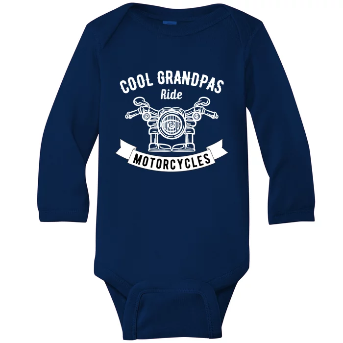 Cool Grandpas Motorcycle Funny Fathers Day Gift Baby Long Sleeve Bodysuit