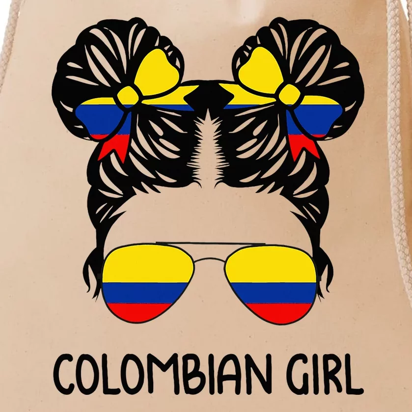 Colombian Girl Messy Hair Patriotic Colombia Pride Drawstring Bag