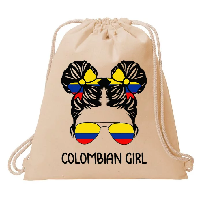 Colombian Girl Messy Hair Patriotic Colombia Pride Drawstring Bag