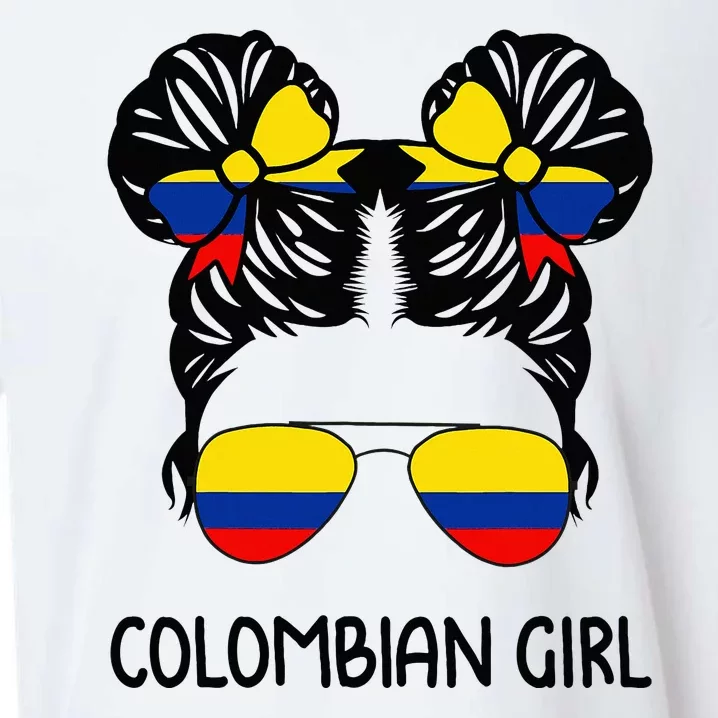 Colombian Girl Messy Hair Patriotic Colombia Pride Sueded Cloud Jersey T-Shirt