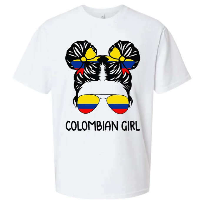 Colombian Girl Messy Hair Patriotic Colombia Pride Sueded Cloud Jersey T-Shirt