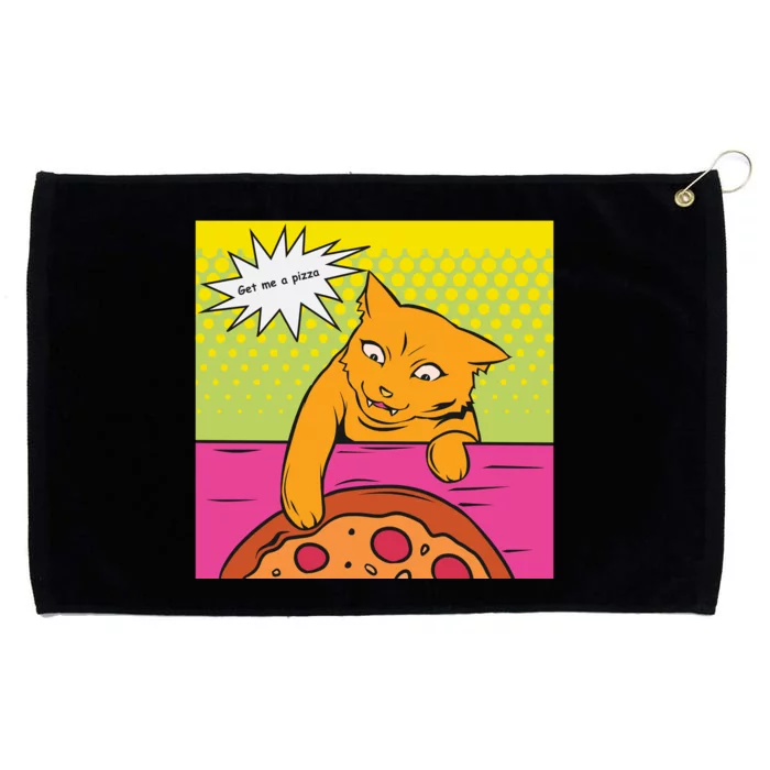 Cat Get Me A Pizza Grommeted Golf Towel