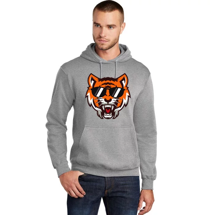 Cool Growling Mouth Open Bengal Tiger With Sunglasses Tall Hoodie