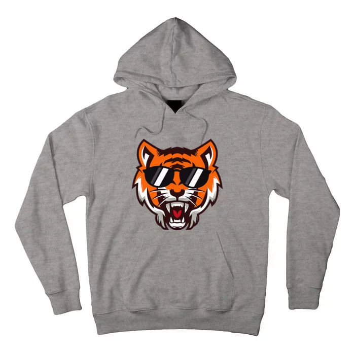 Cool Growling Mouth Open Bengal Tiger With Sunglasses Tall Hoodie