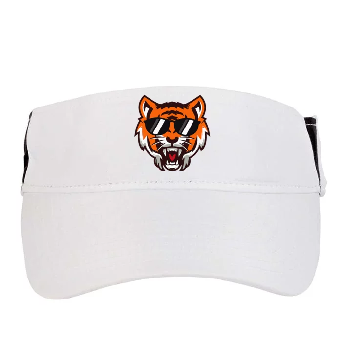 Cool Growling Mouth Open Bengal Tiger With Sunglasses Adult Drive Performance Visor