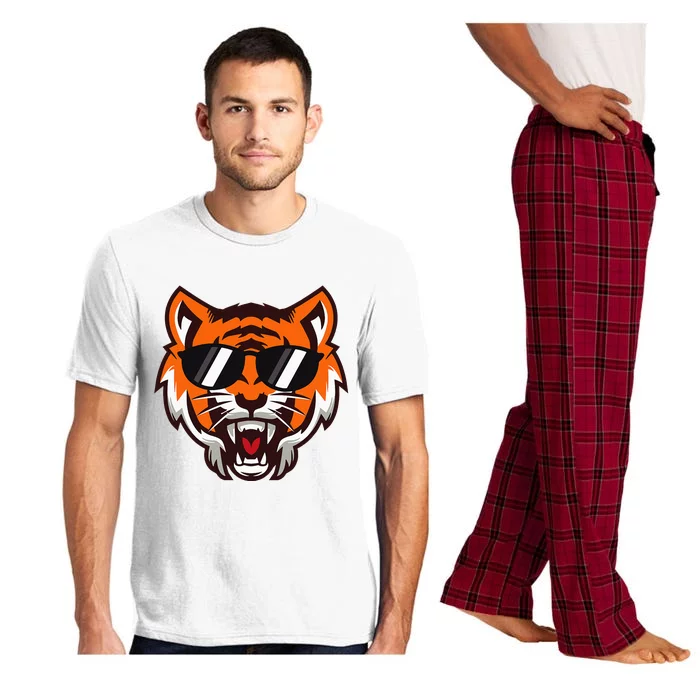 Cool Growling Mouth Open Bengal Tiger With Sunglasses Pajama Set