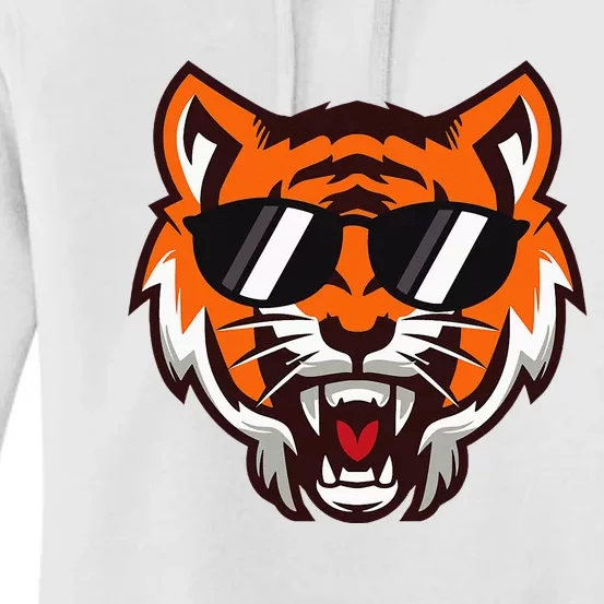 Cool Growling Mouth Open Bengal Tiger With Sunglasses Women's Pullover Hoodie