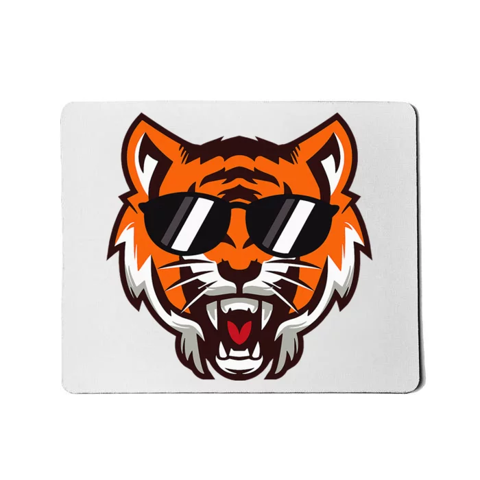 Cool Growling Mouth Open Bengal Tiger With Sunglasses Mousepad