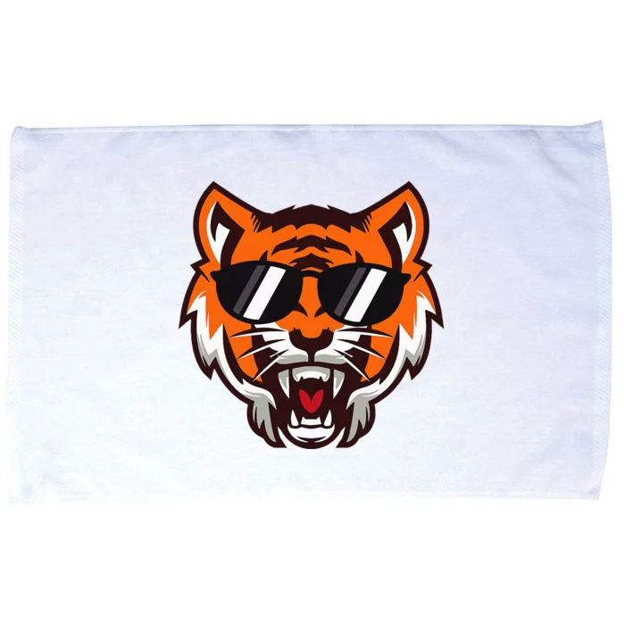 Cool Growling Mouth Open Bengal Tiger With Sunglasses Microfiber Hand Towel