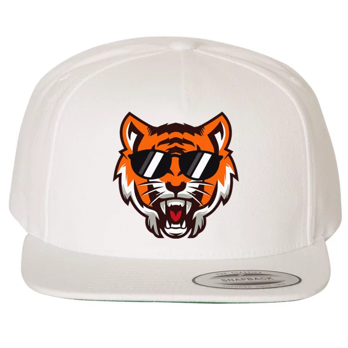 Cool Growling Mouth Open Bengal Tiger With Sunglasses Wool Snapback Cap