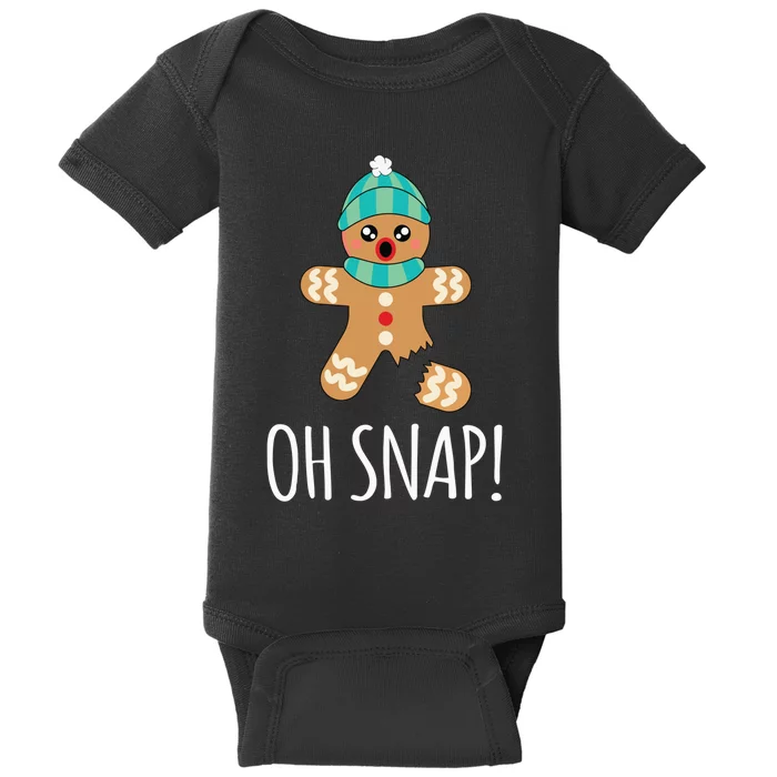 Cute Gingerbread Man Funny Christmas Oh Snap Baby Bodysuit