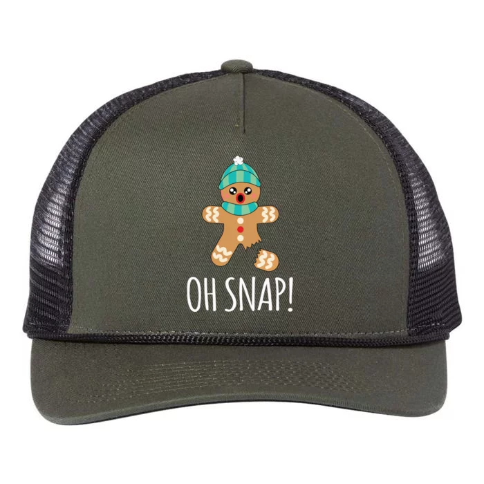 Cute Gingerbread Man Funny Christmas Oh Snap Retro Rope Trucker Hat Cap