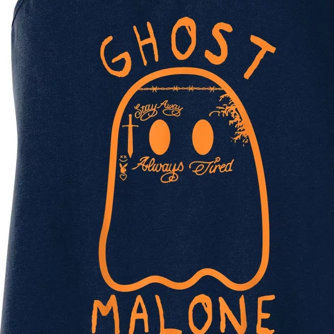 Cute Ghost Malone Fall Season Funny Halloween Spooky Season Women's Racerback Tank