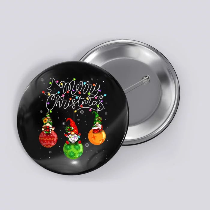 Cute Gnomes Merry Christmas Light Family Gnome Xmas Matching Button