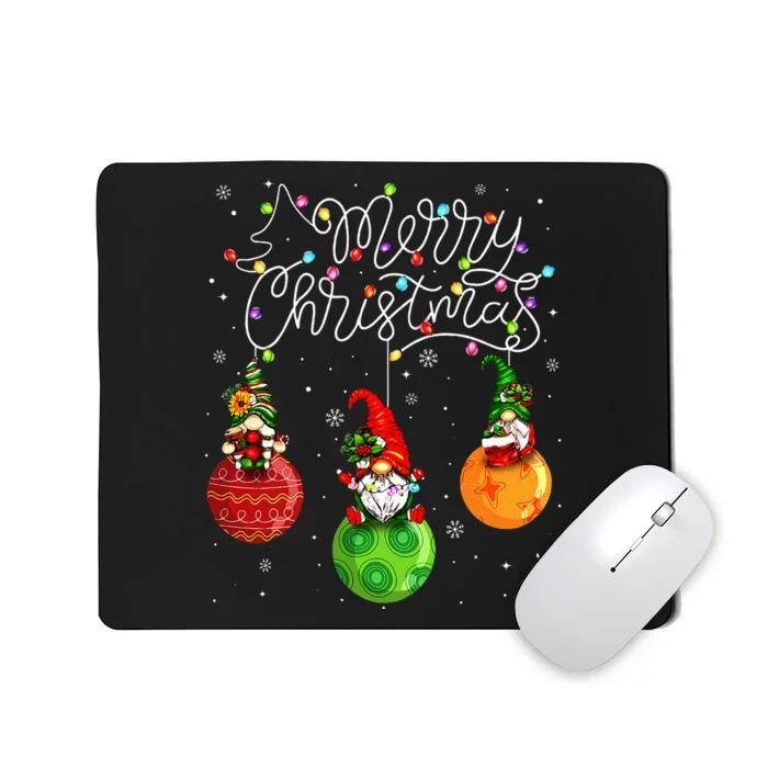 Cute Gnomes Merry Christmas Light Family Gnome Xmas Matching Mousepad