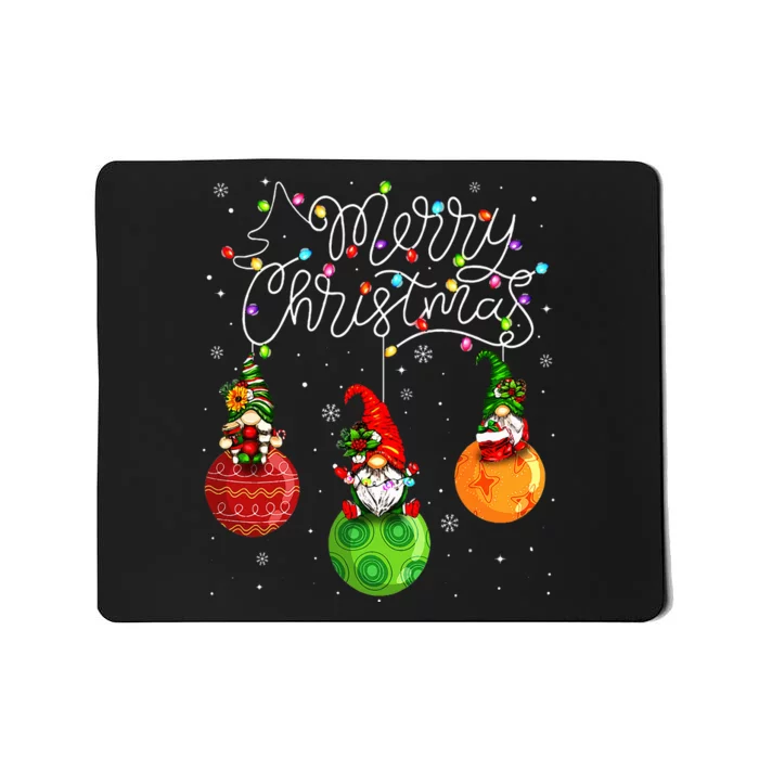 Cute Gnomes Merry Christmas Light Family Gnome Xmas Matching Mousepad