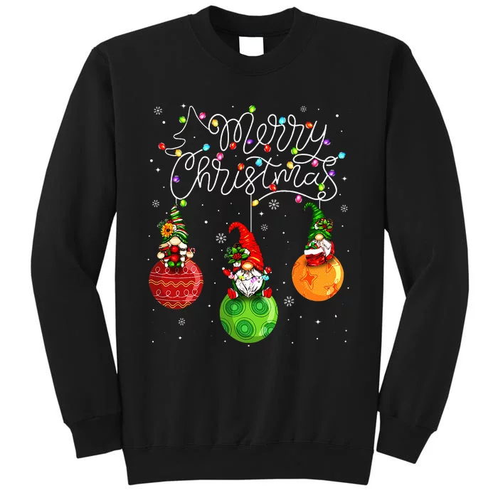 Cute Gnomes Merry Christmas Light Family Gnome Xmas Matching Tall Sweatshirt