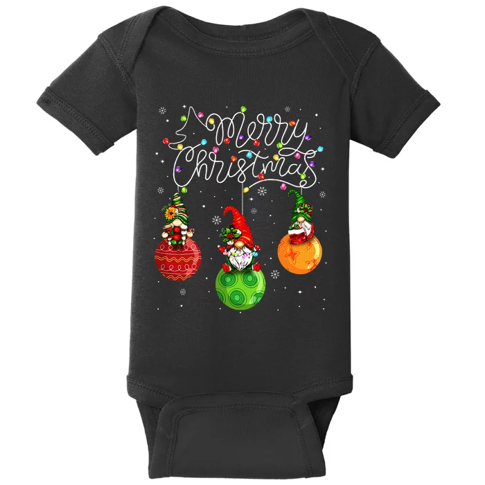 Cute Gnomes Merry Christmas Light Family Gnome Xmas Matching Baby Bodysuit