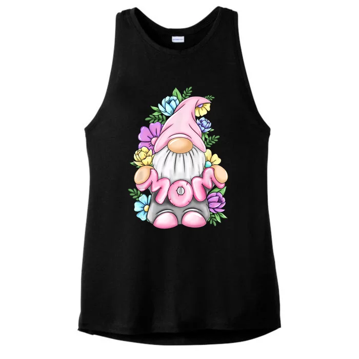 Cute Gnome Mom Happy Mothers Day Art Flower For Mom Gnomies Ladies Tri-Blend Wicking Tank