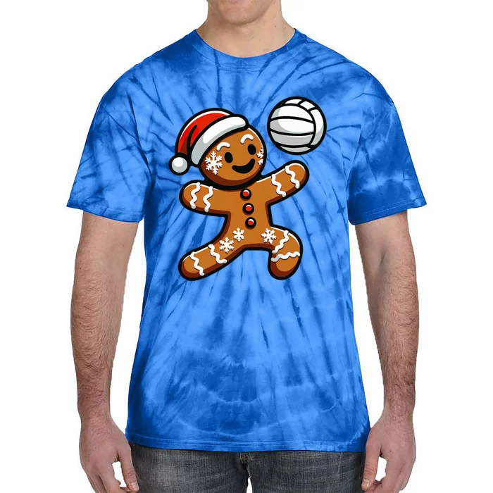 Cute Gingerbread Man Volleyball Christmas Tie-Dye T-Shirt