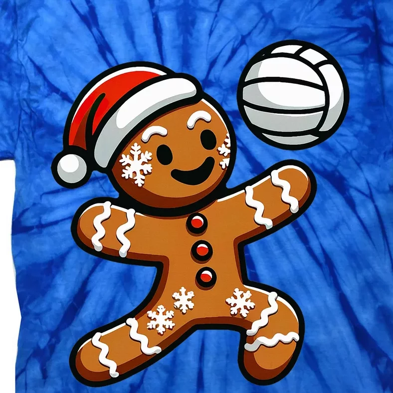 Cute Gingerbread Man Volleyball Christmas Tie-Dye T-Shirt