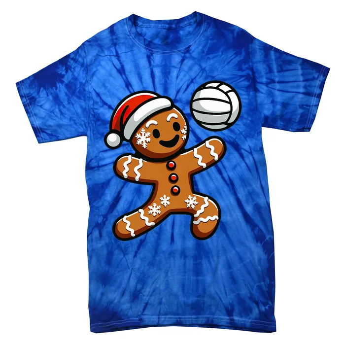 Cute Gingerbread Man Volleyball Christmas Tie-Dye T-Shirt