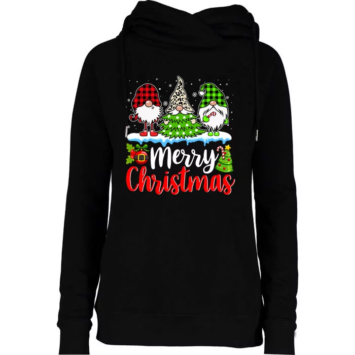 Cute Gnomes Merry Christmas Light Family Gnome Xmas Matching Womens Funnel Neck Pullover Hood