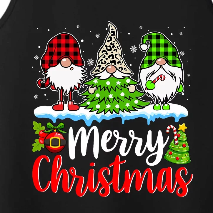 Cute Gnomes Merry Christmas Light Family Gnome Xmas Matching Performance Tank