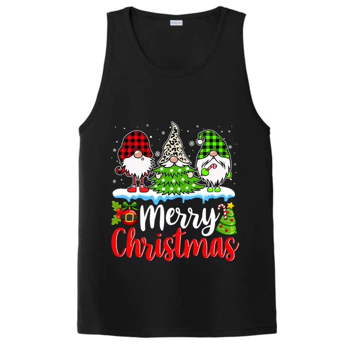 Cute Gnomes Merry Christmas Light Family Gnome Xmas Matching Performance Tank