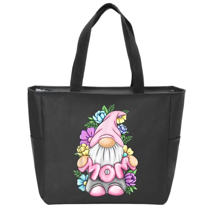 Cute Gnome Mom Happy Mother's Day Art Flower For Mom Gnomies Zip Tote Bag