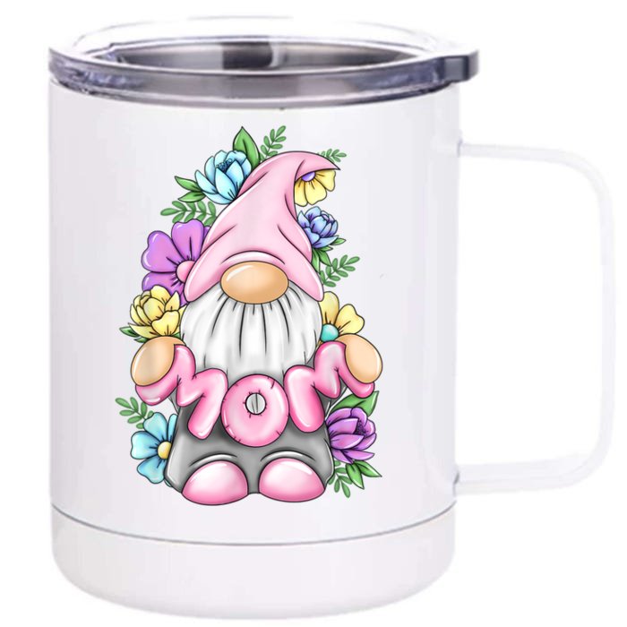 Cute Gnome Mom Happy Mother's Day Art Flower For Mom Gnomies Front & Back 12oz Stainless Steel Tumbler Cup