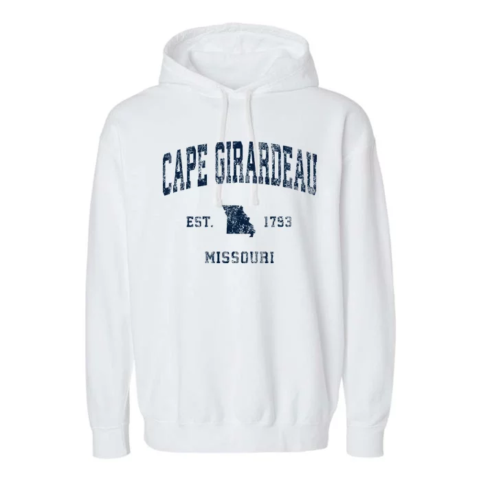 Cape Girardeau Missouri Mo Vintage Athletic Garment-Dyed Fleece Hoodie