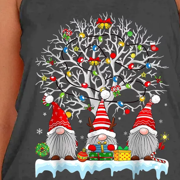 Cute Gnomes Merry Christmas Light Family Gnome Xmas Matching Women's Knotted Racerback Tank