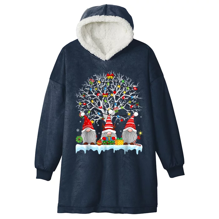 Cute Gnomes Merry Christmas Light Family Gnome Xmas Matching Hooded Wearable Blanket