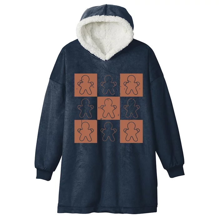 Checkered Gingerbread Man Retro Hooded Wearable Blanket