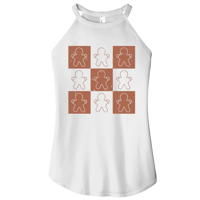 Checkered Gingerbread Man Retro Women’s Perfect Tri Rocker Tank