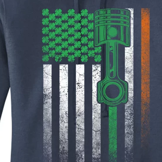 Car Guy Mechanic Gift St Patrick's Day Irish American Flag Cute Gift Women's Pullover Hoodie