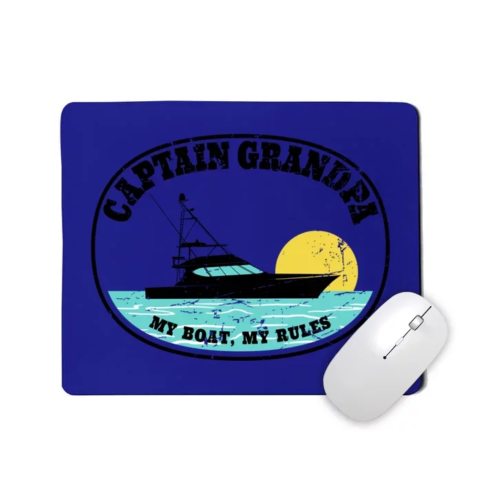 Captain Grandpa My Boat My Rules Yacht Boating Lover Retro Gift Mousepad