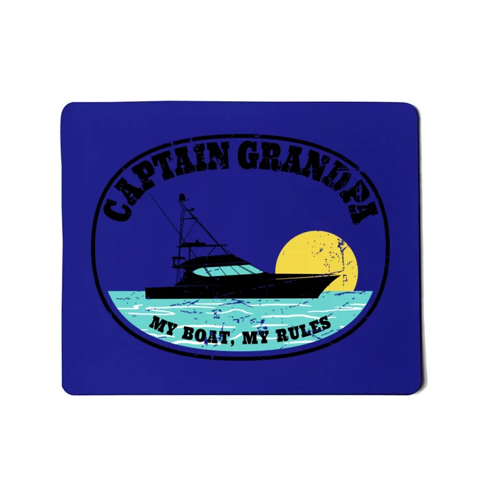 Captain Grandpa My Boat My Rules Yacht Boating Lover Retro Gift Mousepad