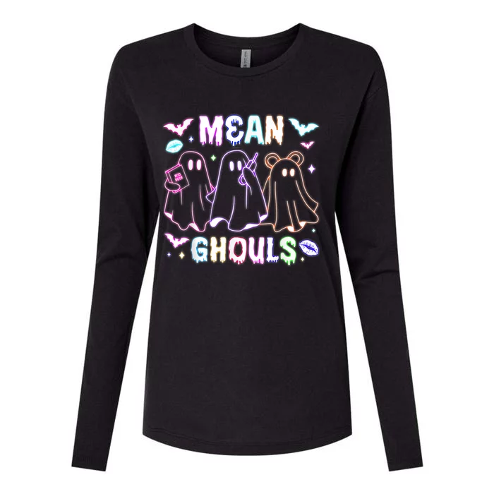 Cute Ghost Mean Ghouls Funny Halloween Costume Spooky Season Womens Cotton Relaxed Long Sleeve T-Shirt