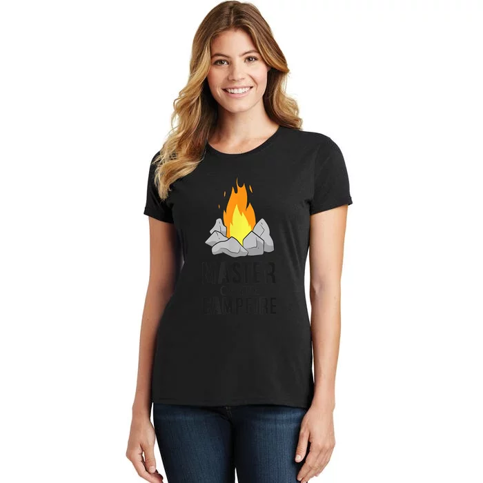 Camper Gift Master Of The Campfire Outdoor Camping Women's T-Shirt