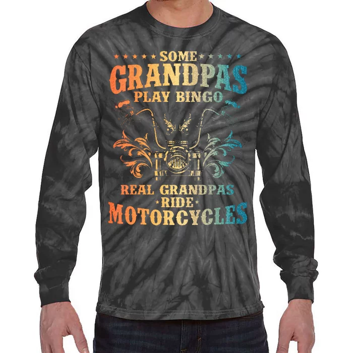 Cool Grandpa Motorcycle Design For Biker Motorbike Tie-Dye Long Sleeve Shirt