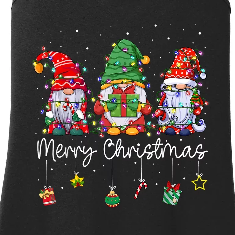 Cute Gnomes Merry Christmas Light Family Gnome Xmas Matching Ladies Essential Tank