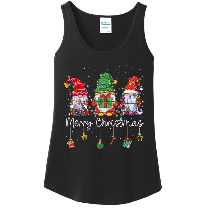 Cute Gnomes Merry Christmas Light Family Gnome Xmas Matching Ladies Essential Tank