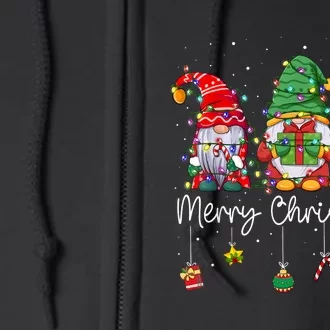 Cute Gnomes Merry Christmas Light Family Gnome Xmas Matching Full Zip Hoodie