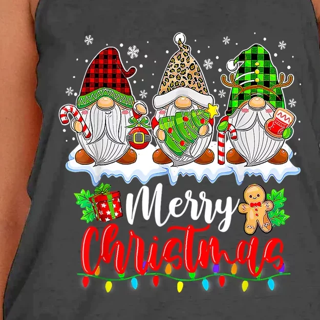 Cute Gnomes Merry Christmas Light Family Gnome Xmas Matching Women's Knotted Racerback Tank