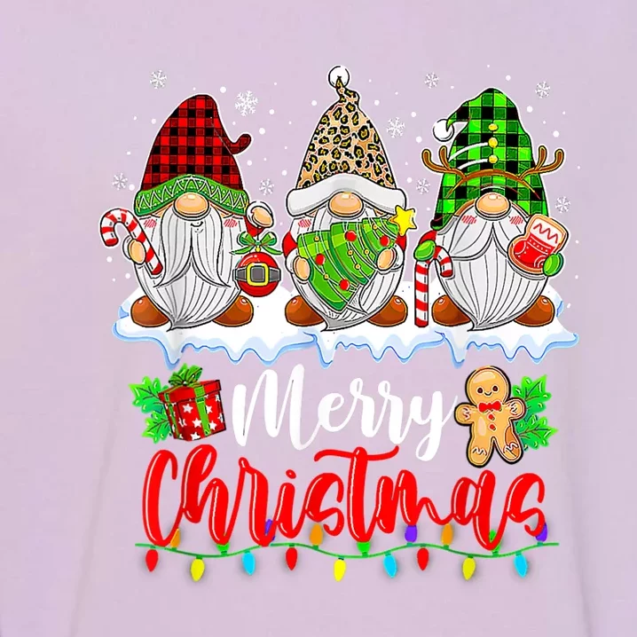 Cute Gnomes Merry Christmas Light Family Gnome Xmas Matching Garment-Dyed Sweatshirt